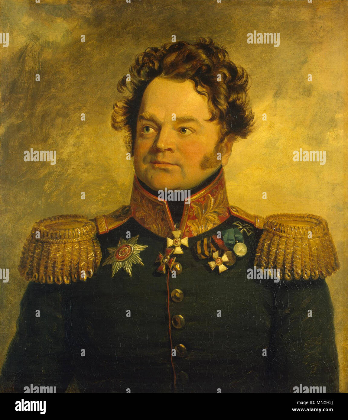 . Nikanor Mihailovich Svechin (03.07.1772 - 13.02.1849) Allgemeine russisch. Workshop von George Dawe (1781 - 1829) Alternative Namen G. Daoe; D. Doj; Dawe; [Dawe] Beschreibung Englisch Portrait Maler Geburtsdatum / Tod vom 8. Februar 1781 vom 15. Oktober 1829 Ort der Geburt / Tod St James, Westminster Kentish Town Standort Sankt Petersburg (1818-1828) Kontrolle: Q 1507231 VIAF: 22413721 ISNI: 0000 0000 6660 9928 ULAN: 500021368 LCCN: n 83227323 WGA: DAWE, George WorldCat Winter Palace Krieg Galerie 1152 Svechin Mihailovich Nikanor Stockfoto