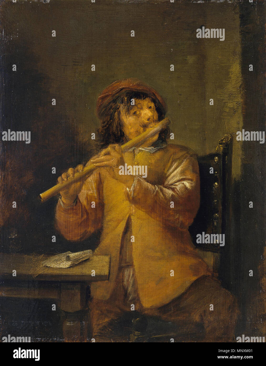 Der Flötist Mitte 1630. 1165 David Teniers (II) - Fluitist (1630s) Stockfoto