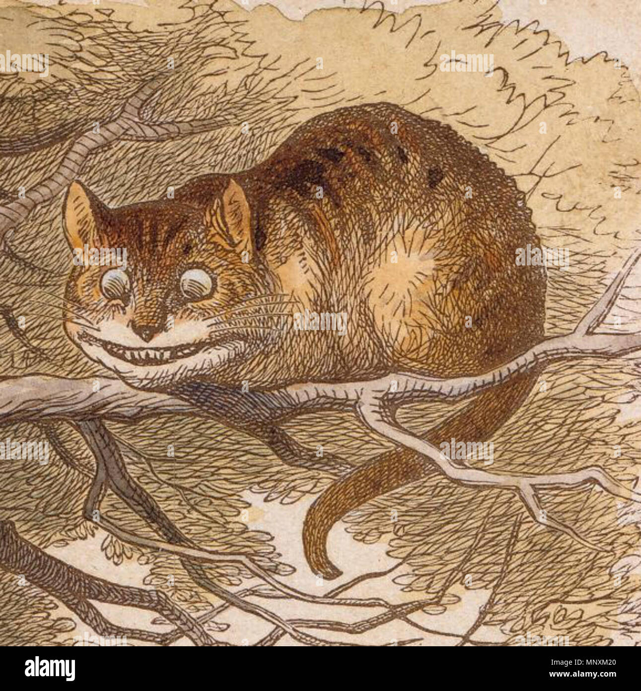 . Englisch: Sir John Tenniel's Hand - farbige Nachweis von Cheshire Katze im Baum über Alice für den Kindergarten 'Alice'. ca. 1889. John Tenniel (1820 - 1914) Alternative Namen Sir John Tenniel; Sir Tenniel Beschreibung Illustrator und Maler Geburtsdatum / Tod 28. Februar 1820 25. Februar 1914 Ort der Geburt / Todes London London Authority control: Q 457881 VIAF: 44305940 ISNI: 0000 0001 2130 2807 ULAN: 500006194 79058883 LCCN: n NLA: 35543474 WorldCat 1165 Tennel Cheshire Nachweis Stockfoto