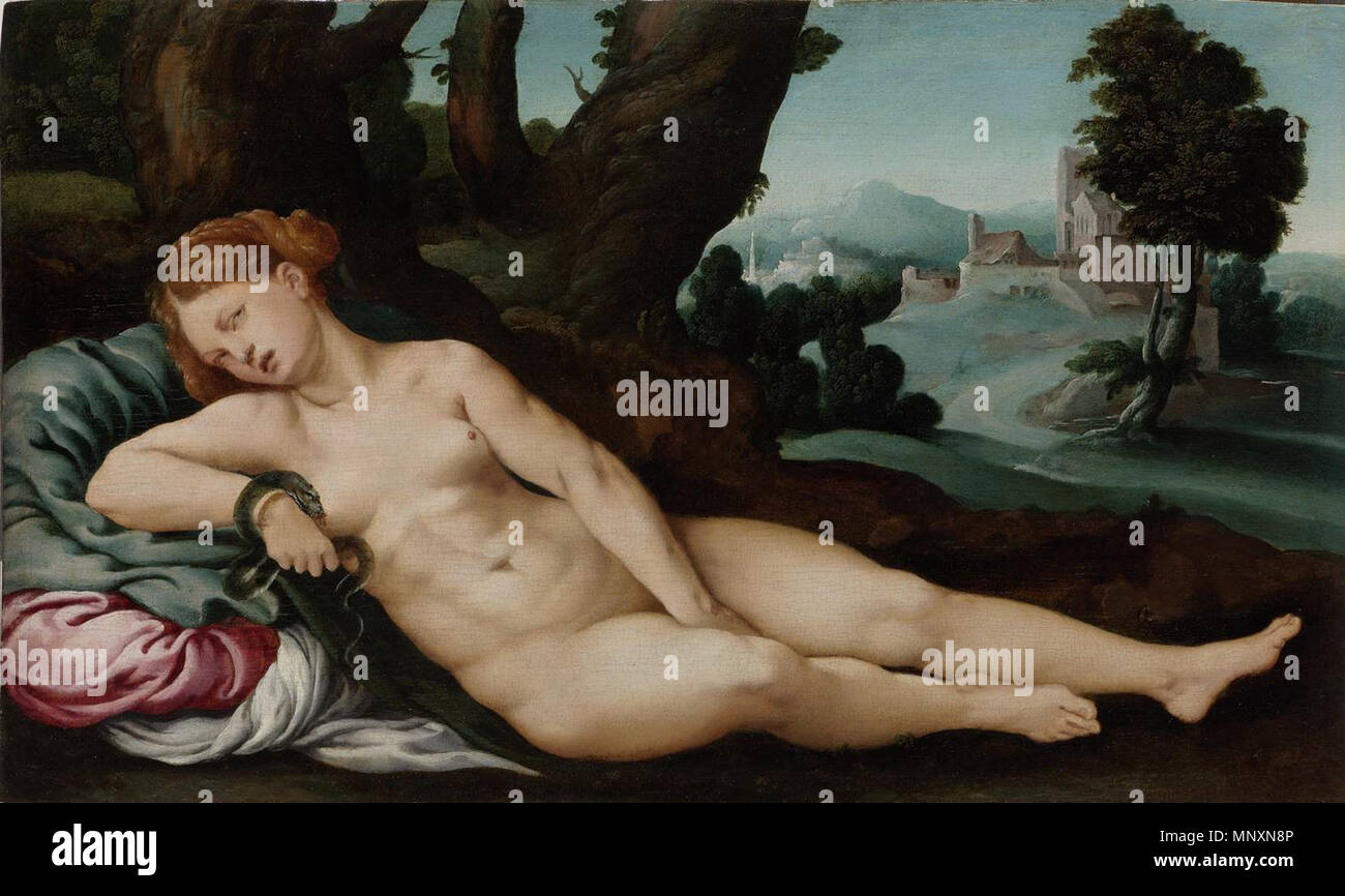 Niederländisch: De stervende Cleopatra die sterbende Kleopatra. Der Tod der Kleopatra. 1523. 1172 Die sterbende Kleopatra, von Jan Van Scorel Stockfoto