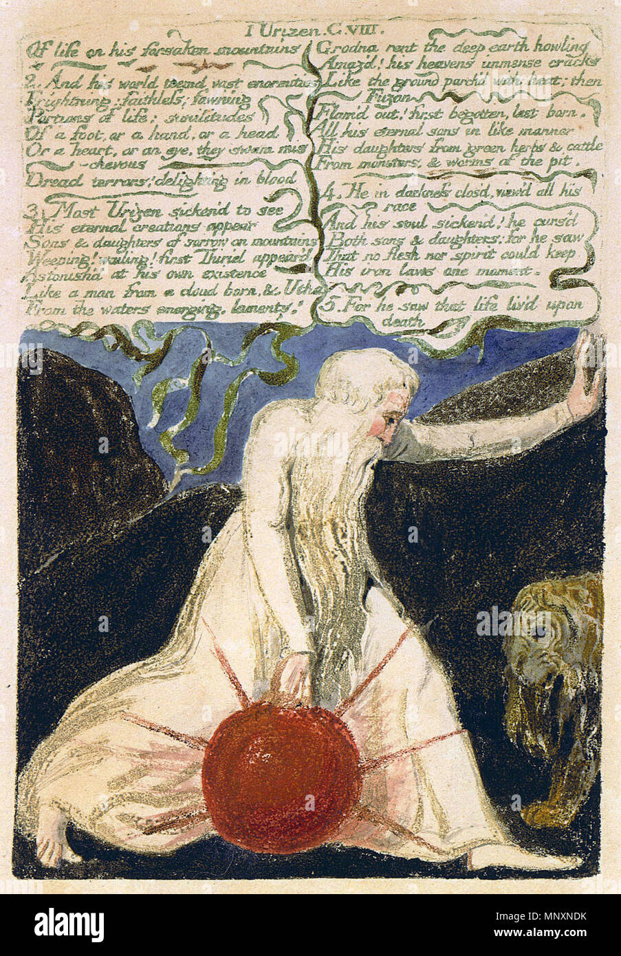 . Deutsch: Das erste Buch von Urizen kopieren F Objekt 21 Bentley 23. 1794. William Blake (1757 - 1827) Alternative Namen W. Blake; Uil" iam Bleik Beschreibung britische Maler, Dichter, Schriftsteller, Theologe, Sammler und Graveur Geburtsdatum / Tod 28. November 1757 12. August 1827 Ort der Geburt / Todes Broadwick Street Charing Cross Standort London Authority control: Q 41513 VIAF: 54144439 ISNI: 0000 0001 2096 135 X ULAN: 500012489 78095331 LCCN: n NLA: 35019221 WorldCat 1173 Das erste Buch von Urizen kopieren F Objekt 21 Bentley 23. Stockfoto