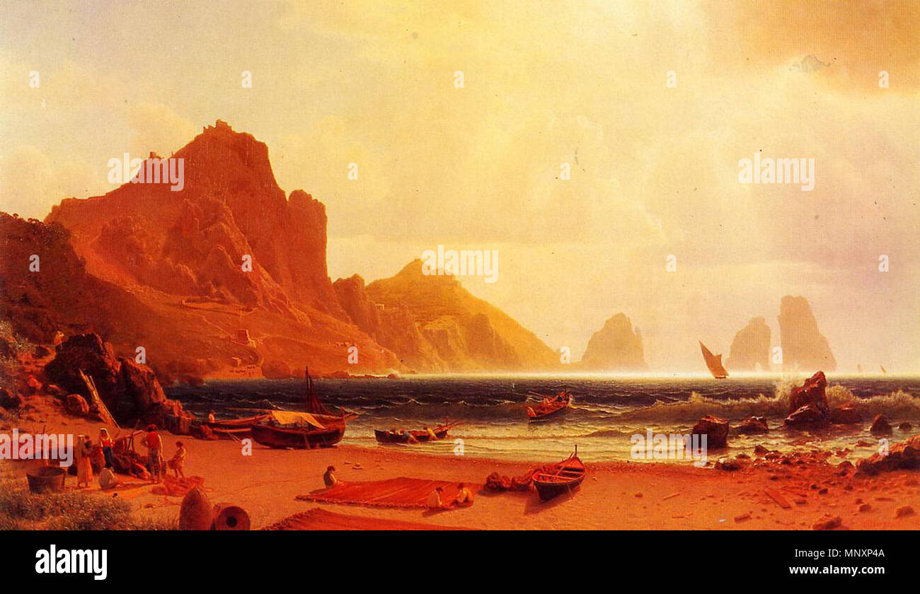 . Englisch: "Die Marina Piccola, Capri", Öl auf Leinwand, vom Künstler: Albert Bierstadt. Mit freundlicher Genehmigung der Albright-Knox Art Gallery. . 1859. 1177 Die Marina Piccdola Capri Albert Bierstadt 1859 Stockfoto
