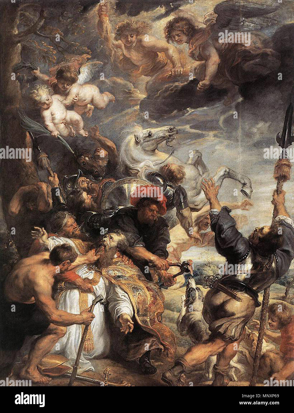 . Rubens Öl Malerei: Das Martyrium des Heiligen Livinus. Größe: 455 x 347 cm. Lage: VTT Royaux des Beaux-Arts, Brüssel. 1633. Peter Paul Rubens (1577 - 1640) Alternative Namen: Rubens, Pierre Paul Rubens, Pieter Paul Rubens, Sir Peter Paul Rubens Beschreibung flämischen Maler, Bildhauer, Zeichner und Grafiker Geburtsdatum / Tod 28. Juni 1577 30. Mai 1640 Ort der Geburt / Todes siegen Antwerpen Standort Antwerpen (1589-1600), Mantua (9. Mai 1600-1608), Spanien (1603), Antwerpen (1608-1640), den Niederlanden (1612), Paris (23. Mai 1623-29. Juni 1623, vom 4. Februar 1625-9 Juni 1625), Calais (Nr. Stockfoto