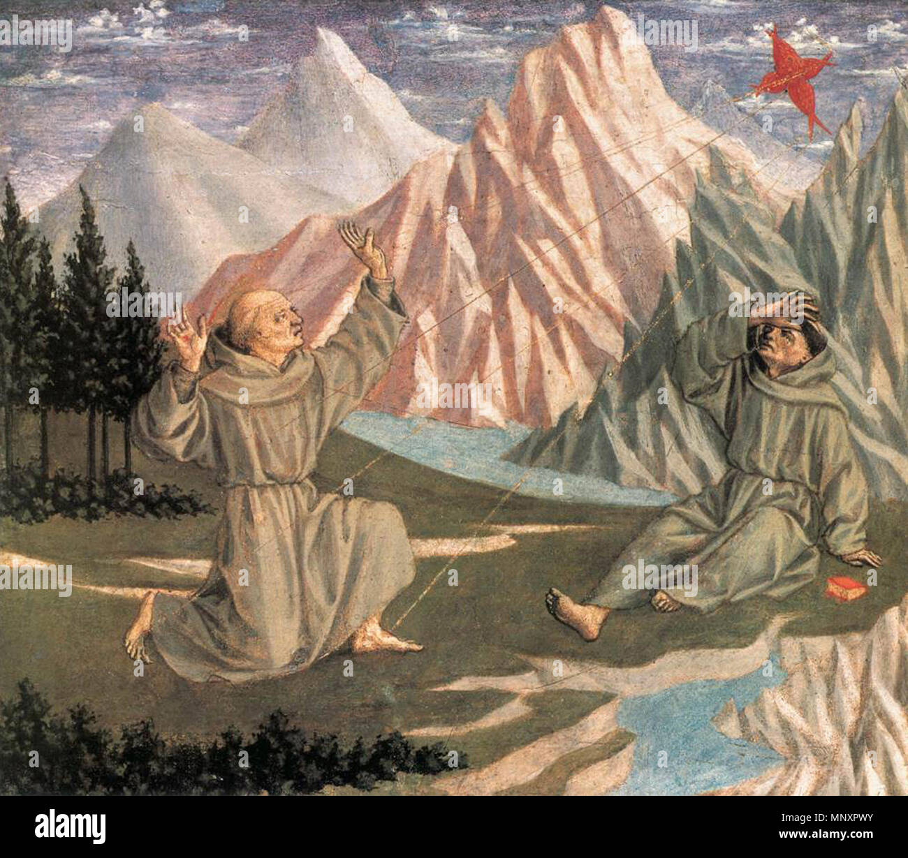 Die Stigmatisation des hl. Franziskus (PREDELLA 1) ca. 1445. 1181 Die Stigmatisation des hl. Franziskus (PREDELLA 1), Washington Stockfoto