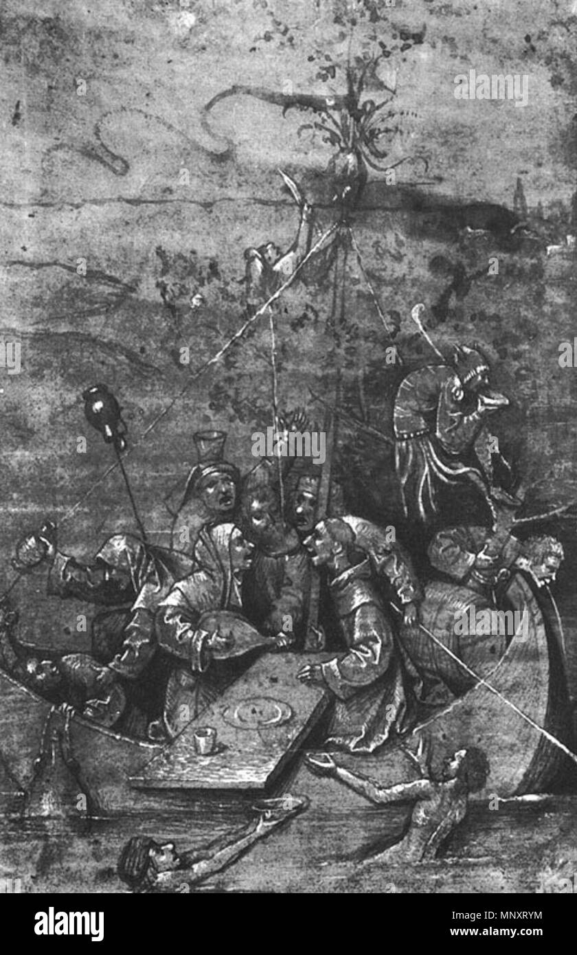 Das Narrenschiff circa 1500. 1186 TheShipOfFools (BoschDrawingStudy) Stockfoto