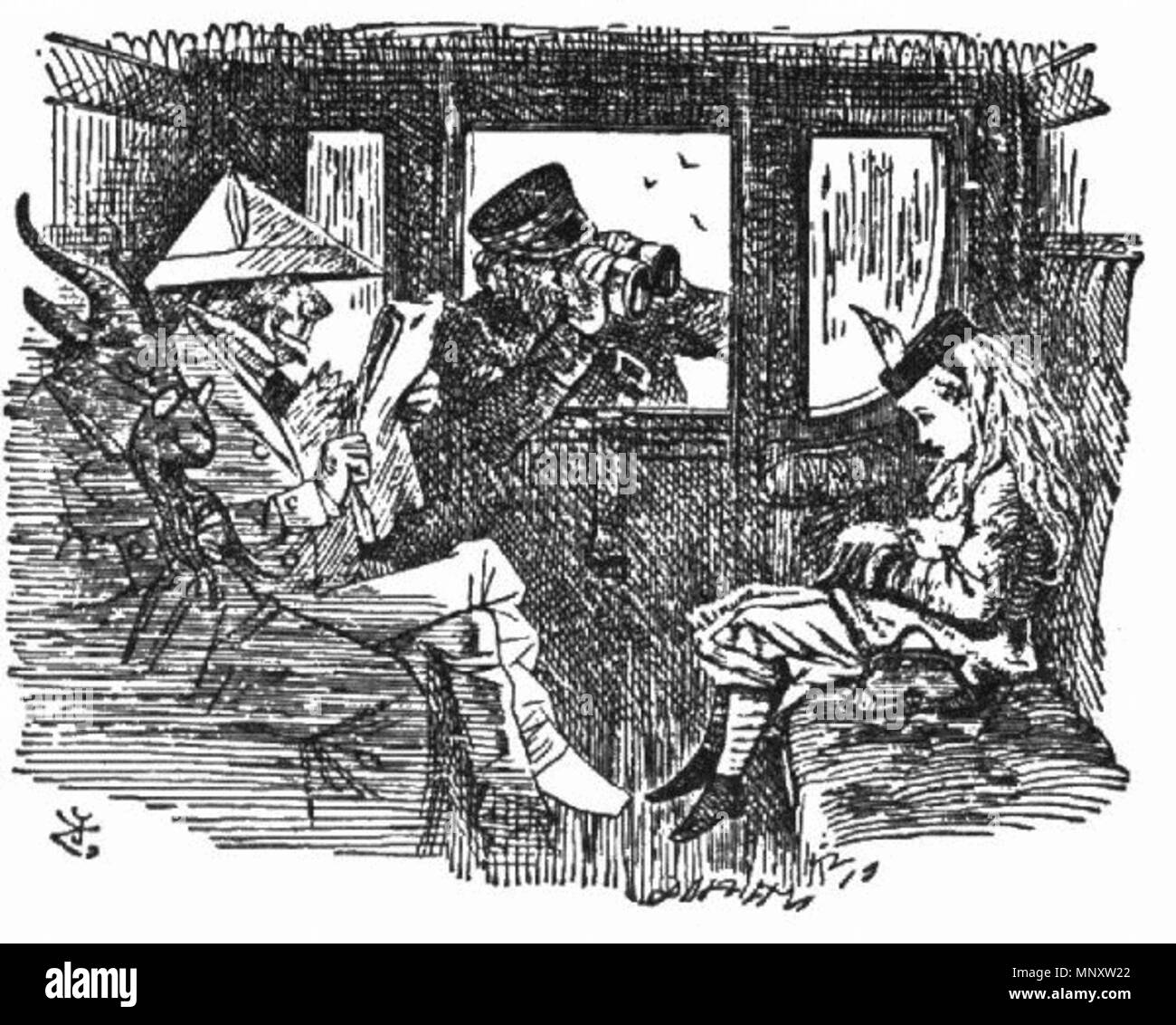 . Englisch: Herr in Papier, John Tenniel der Illustration von Lewis Carroll's durch das Schauen-glas gekleidet und was Alice dort fand (London: 1871). 1871. John Tenniel (1820-1914) 1191 Durch den Spiegel Gentleman gekleidet in Papier Stockfoto