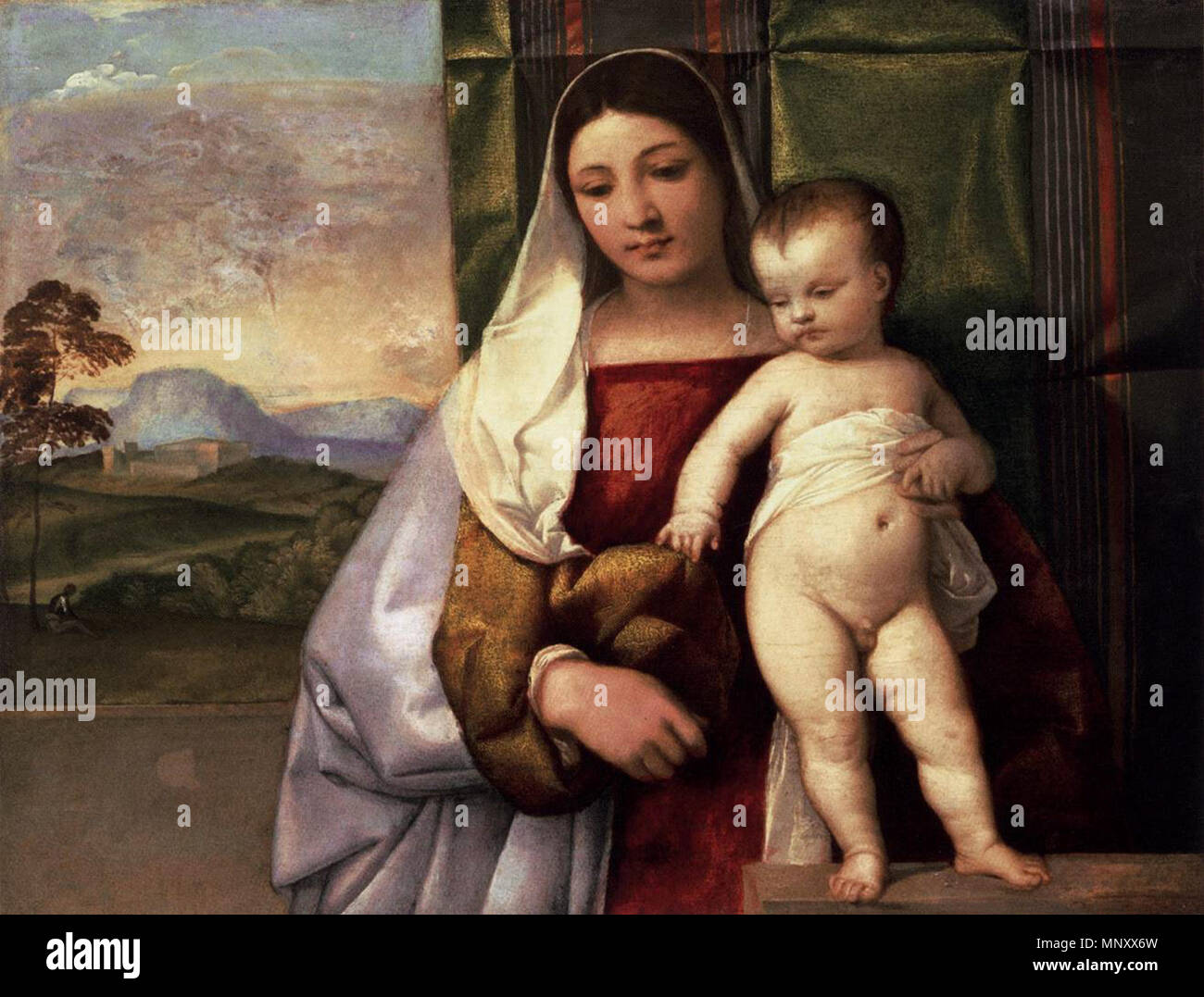 English: Maria mit Kind (sogen. Zigeuner-Madonna) ca. 1511. 1196 Tizian046 Stockfoto