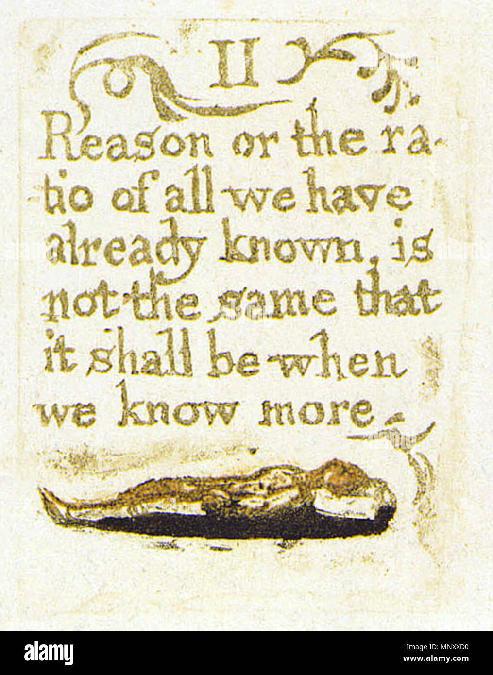 . Es gibt keine natürliche Religion, Kopie B, Objekt 10 (Bentley b4, Erdman b4, Keynes b4). 1788. William Blake (1757 - 1827) Alternative Namen W. Blake; Uil" iam Bleik Beschreibung britische Maler, Dichter, Schriftsteller, Theologe, Sammler und Graveur Geburtsdatum / Tod 28. November 1757 12. August 1827 Ort der Geburt / Todes Broadwick Street Charing Cross Standort London Authority control: Q 41513 VIAF: 54144439 ISNI: 0000 0001 2096 135 X ULAN: 500012489 78095331 LCCN: n NLA: 35019221 WorldCat 1197 TNNR Serie b Platte 4 (II) - 1794 Version Stockfoto
