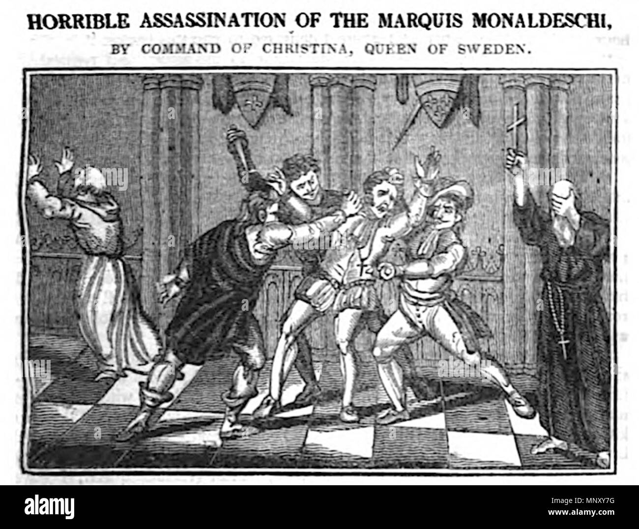 . Englisch: schreckliche Ermordung des Marquis von monaldeschi. 1825. John Byfield 1201 TR02 Bild 15. Stockfoto