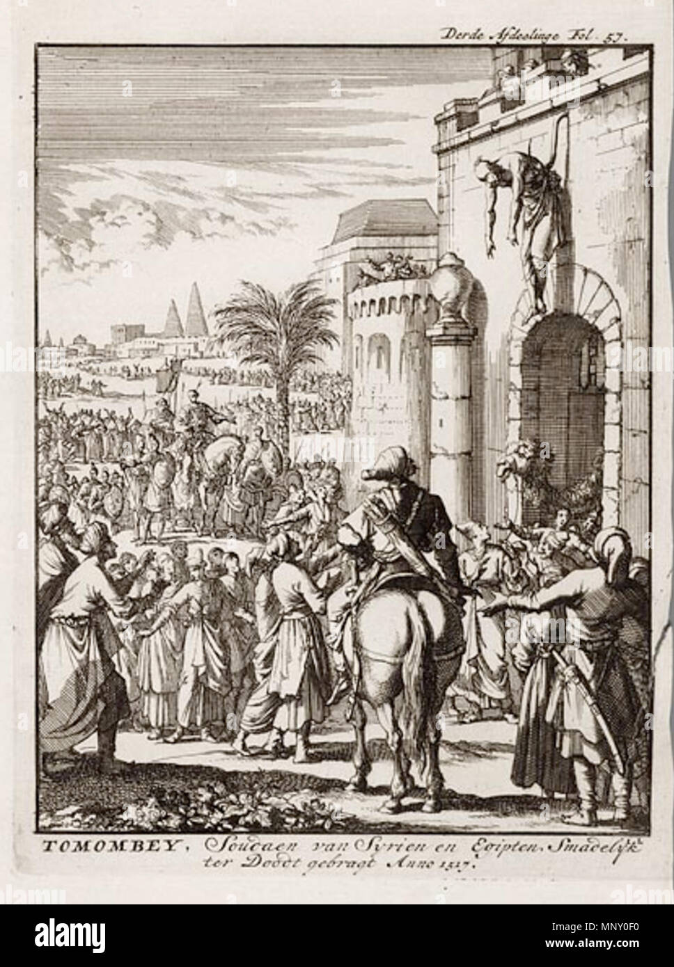 . Englisch: Tomonbey, Soucaen van Syrien en Egipten..., Ätzen von Jan Luyken. 1698. Jan Luyken 1208 Tuman bey II im Jahre 1517 Stockfoto