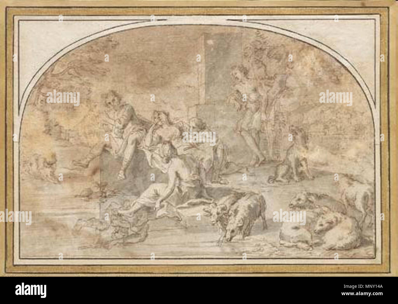 . Français: Un-Berger de La Flûte jouant sur le Bord d'un fleuve, entouré de Bergères dans un Paysage classique. Vor 1718. Alexandre Ubeleski (1649 - 1718) Alternative Namen Alexandre Alexandris, Aleksander Ubeleski, Ubelesqui, Ubielesqui Beschreibung polnisch-französische Maler und Zeichner Geburtsdatum / Tod 1649 21. April 1718 Ort der Geburt / Todes Paris Paris arbeiten Zeitraum Barock Arbeitsort Rom (1671-1674) Kontrolle: Q 219277 VIAF: 19530127 ISNI: 0000 0000 5423 2908 ULAN: 500030973 LCCN: 90020788 GND Nr: 1037190696 WorldCat 1211 - Ubelesqui alexandre-alexandre-un-Berg Stockfoto