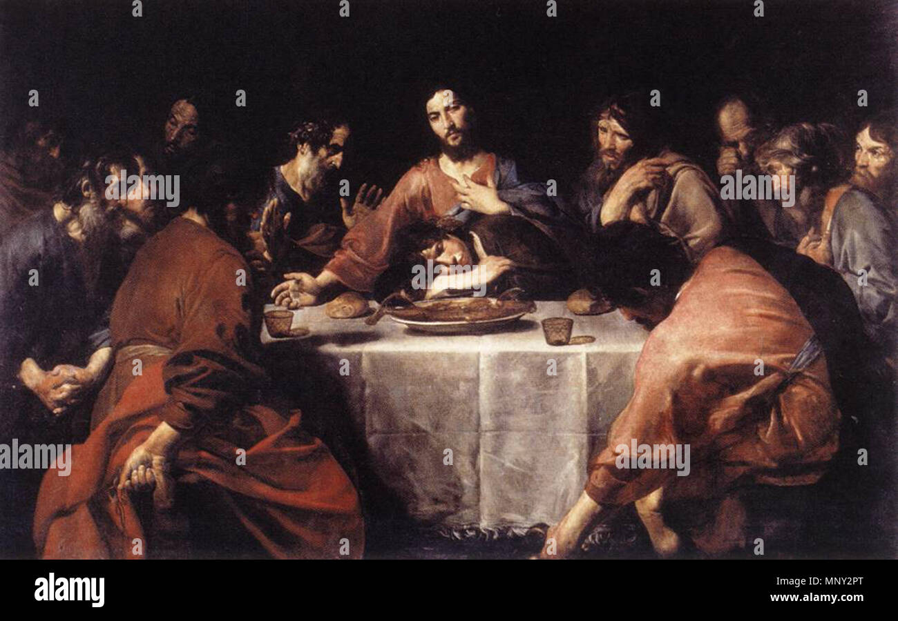 Http://www.wga.hu/art/v/valentin/lastsupp.jpg. Das letzte Abendmahl. zwischen 1625 und 1626. Valentin de Boulogne (1591-1632) Alternative Namen Jean Valentin Le Valentin Beschreibung Französische Maler Geburtsdatum / Tod am 3. Januar 1591 (Taufen) 20. August 1632 (unterirdisch) Ort der Geburt / Todes Coulommiers Rom Arbeitsort Rom (1612-1632) Kontrolle: Q 1337275 VIAF: 120746211 ISNI: 0000 0001 1580 793 X ULAN: 500021073 LCCN: 90018840 WGA: VALENTIN DE BOULOGNE WorldCat 1218 Valentin de Boulogne, das Letzte Abendmahl Stockfoto