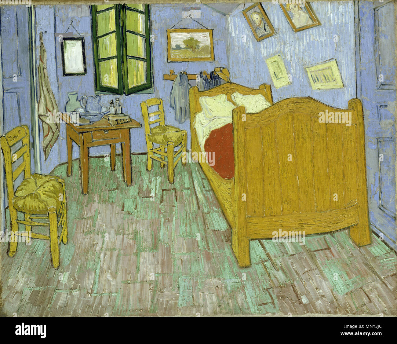 Schlafzimmer in Arles. Deutsch: Das Schlafzimmer (1889) von Vincent van Gogh, Öl auf Leinwand, 73,6 x 92,3 cm, Kunst Institut von Chicago. 1889. 1222 Van Gogh - Das Schlafzimmer, 1889 Chicago Stockfoto