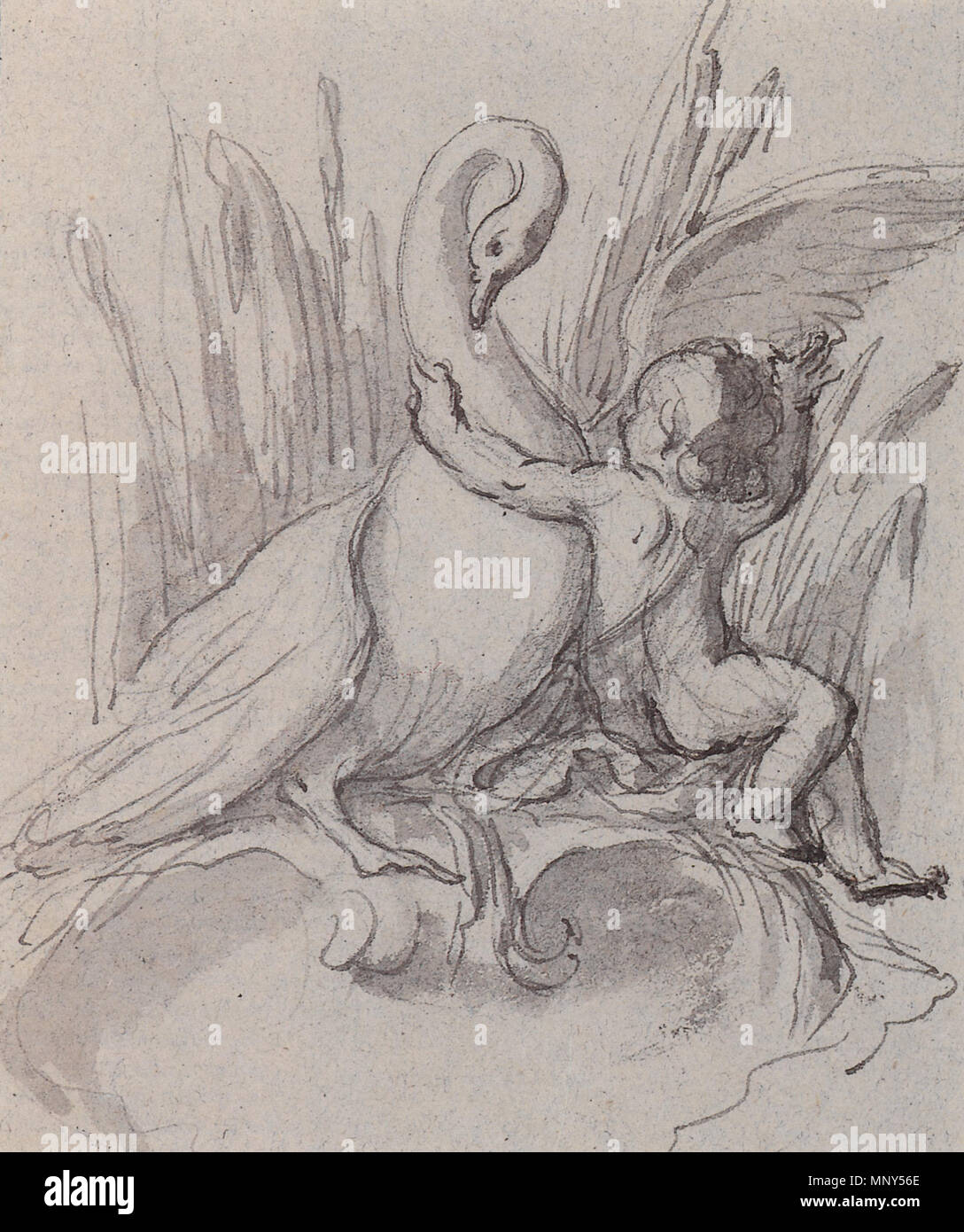 . Peter Anton von Verschaffelt: Putto mit Schwan, Zeichnung, 1752 13,2 x 11,8 cm Galerie: Reiss-Engelhorn-Museen, Mannheim. 1752. Peter Anton von Verschaffelt (1710 - 1793) Alternative Namen Pietro il Fiammingo Verschaffelt; Pieter Antonie von Verschaffelt; Peter Anton Verschaffelt Beschreibung Niederländisch - Bildhauer und Architekt Geburtsdatum / Tod vom 8. Mai 1710 vom 5. Juli 1793 Ort der Geburt / Todes Gent Mannheim eingestellt Arbeitsort Paris, Roma, Mannheim Authority control: Q 567395 VIAF: 15566009 ISNI: 0000 0000 6630 9167 ULAN: 500025716 84093170 LCCN: n GND: 118804286 WorldCat 1231 Verschaffelt Schlag Stockfoto