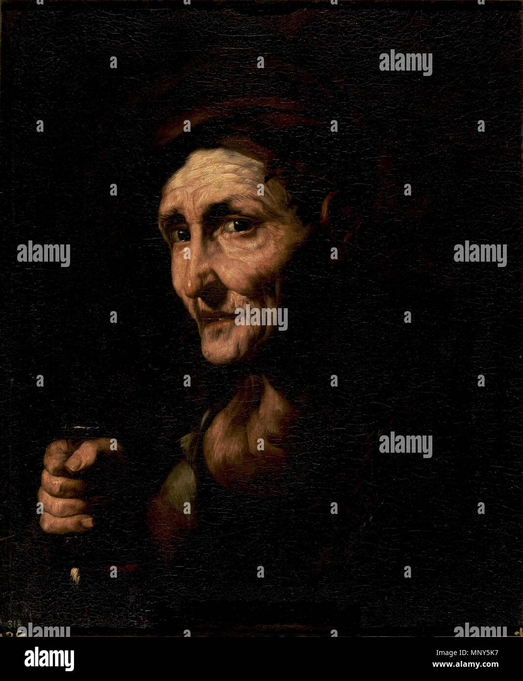 Vieja bebedora. Español: La Obra-Vertreter eine anciana Una Mujer. . 17. Jahrhundert. 1233 Vieja bebedora (Museo del Prado) Stockfoto