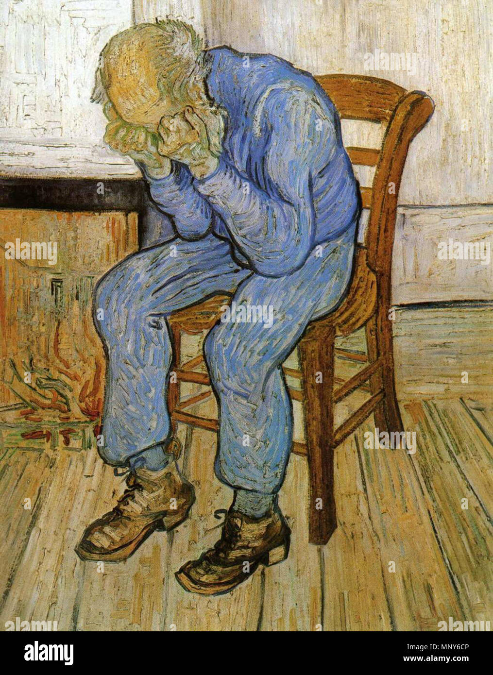 In der Ewigkeit Tor. Englisch: Ölgemälde Reproduktion von Vincent van Gogh. 1890. 1238 Vincent van Gogh - der alte Mann in Trauer (auf die Schwelle der Ewigkeit) Stockfoto