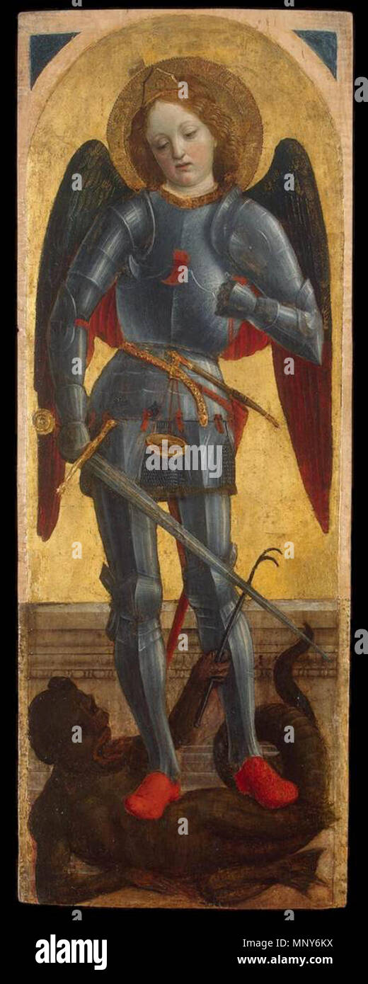 Englisch: Hl. Erzengel Michael der zweiten Hälfte des 15. Jahrhunderts. 1239 Vincenzo Foppa, San Michele Arcangelo Stockfoto