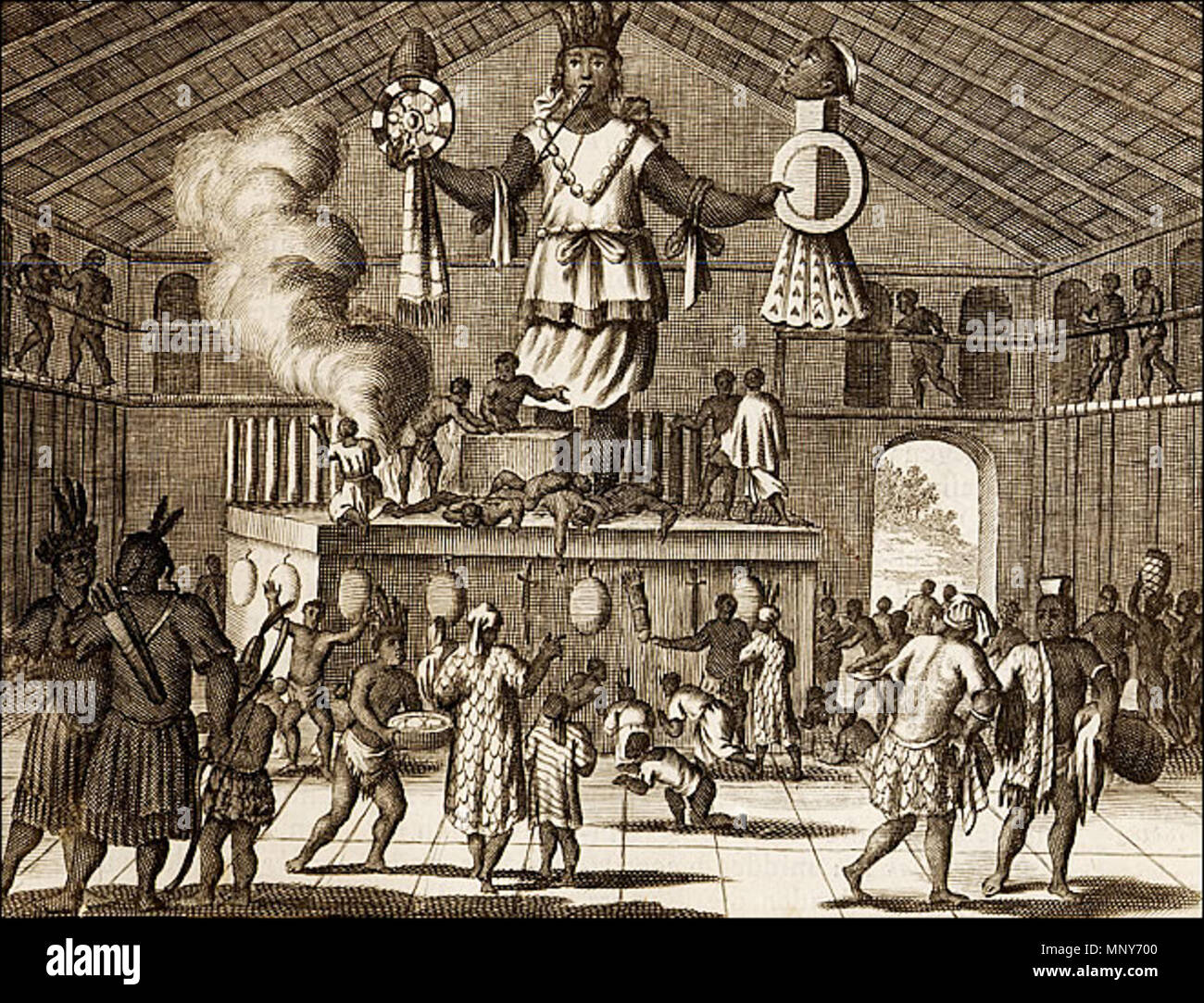 . Englisch: eine Szene der religiösen Praxis in Virginia zu repräsentieren, Steyler Montanus in seinem Werk 'America' seine Arbeit aus einer 1622 Spanisch Buch über Mexiko, Descripcion de las Indias Occidentales, von Antonio de Herrera y Rueda. Der Künstler dann verwandelt die Mexikanische Gott in ein großes Idol und legte ihn in ein Zimmer in einem Mexikanischen Tempel. Die Szene fälschlich dargestellt native Virginia mit einer fast identischen Kultur als in Mexiko. 1671. Steyler Montanus 1240 Virginia Indianer phantasievolle Figuren Steyler Montanus Nordamerika 1671 Stockfoto . Englisch: eine Szene der religiösen Praxis in Virginia zu repräsentieren, Steyler Montanus in seinem Werk 'America' seine Arbeit aus einer 1622 Spanisch Buch über Mexiko, Descripcion de las Indias Occidentales, von Antonio de Herrera y Rueda. Der Künstler dann verwandelt die Mexikanische Gott in ein großes Idol und legte ihn in ein Zimmer in einem Mexikanischen Tempel. Die Szene fälschlich dargestellt native Virginia mit einer fast identischen Kultur als in Mexiko. 1671. Steyler Montanus 1240 Virginia Indianer phantasievolle Figuren Steyler Montanus Nordamerika 1671 Stockfoto