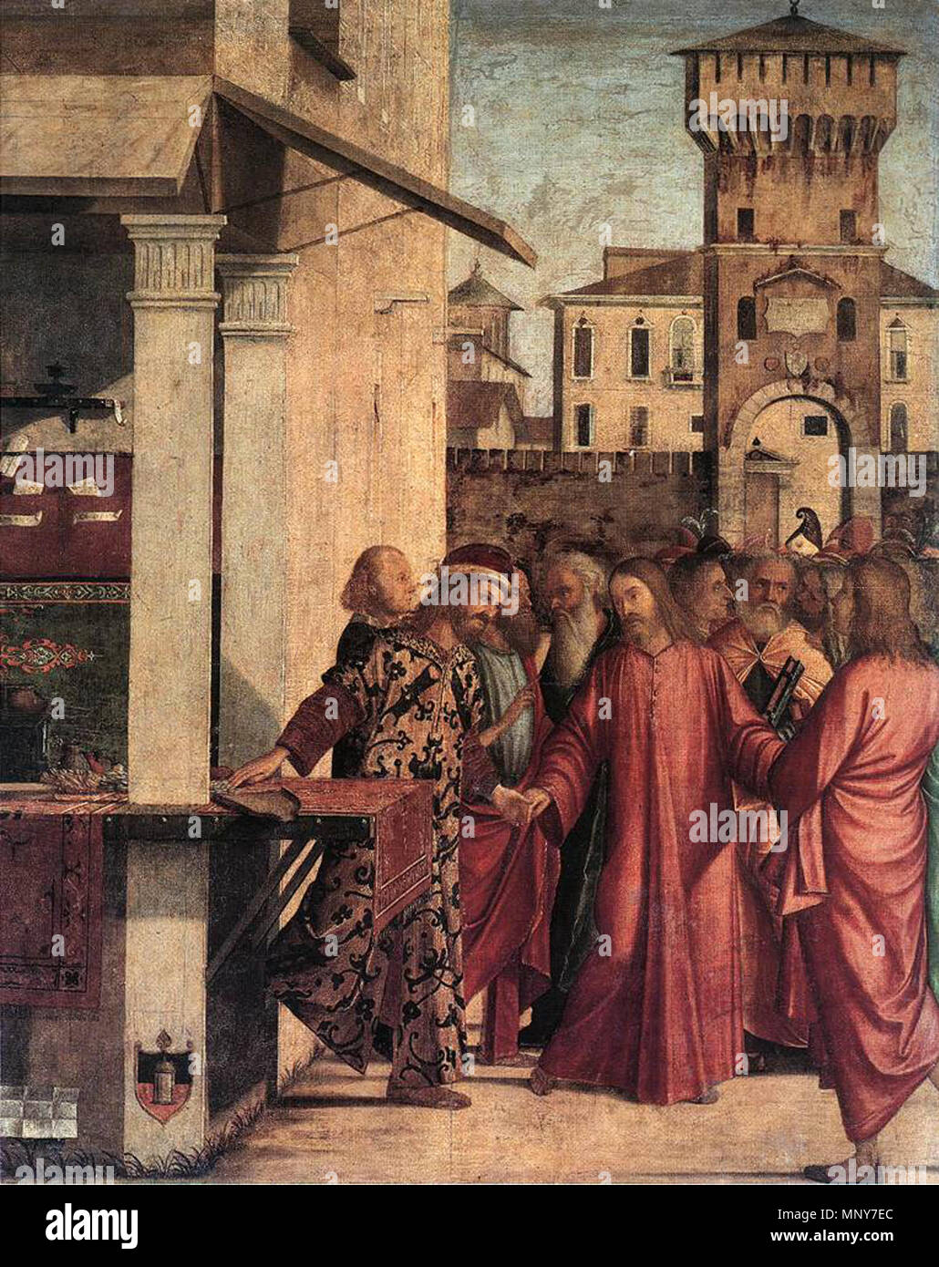 Englisch: Die Berufung des Matthäus 1502. 1243 Vittore Carpaccio, vocazione di San Matteo Stockfoto