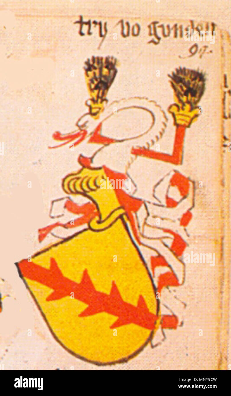 . Der ehemaligen Bibliothek Cotta fryherr Ingeram-Codex von Gundelfingen freigestellt aus:. 1459. Hans Ingeram und ein sogenanntes Exempla-Master 1276 XIngeram Codex 094 c-Gundelfingen-Freiherren Stockfoto