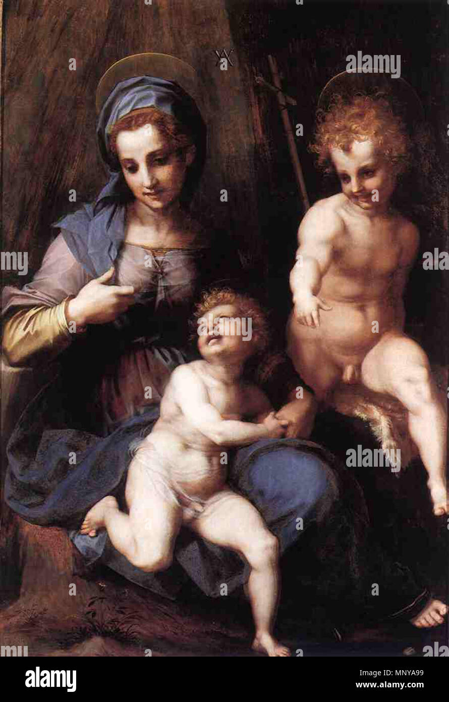 . Englisch: Madonna mit Kind und den Jungen St John. 1518. 1256 Wga Andrea del Sarto Madonna mit Kind und den jungen St John Stockfoto