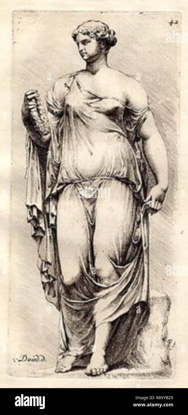 . Englisch: Weibliche römische Skulptur, von vorne gesehen. . Ca. 1670. Jan de Bisschop (1628-1671) Alternative Namen Johannes Episcopius Beschreibung niederländische Grafiker und Zeichner Geburtsdatum / Tod zwischen Mai 1628 und Juli 1628 1671 Ort der Geburt / Todes Amsterdam Den Haag Arbeit Standort Amsterdam (1644-1648), Leiden (1649 - 1652), Den Haag (1652 - 1671) Kontrolle: Q 12053160 VIAF: 284271 ISNI: 0000 00010861 8516 ULAN: 500012701 LCCN: Nr 93045762 WGA: BISSCHOP, Jan de WorldCat Grafiker Willem Doudijns (1630 - 1697) Alternative Namen Diomedes Doedyns, Wi Stockfoto