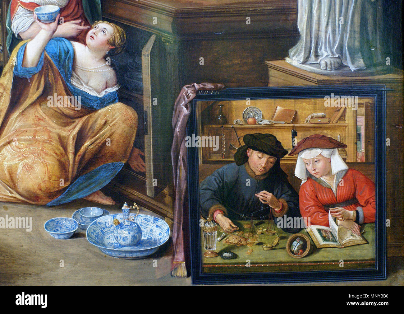 Apelles Malerei Campaspe, Detail ca. 1630. 1261 Willem van Haecht - Apelles Malerei Campaspe - Detail Vordergrund Stockfoto