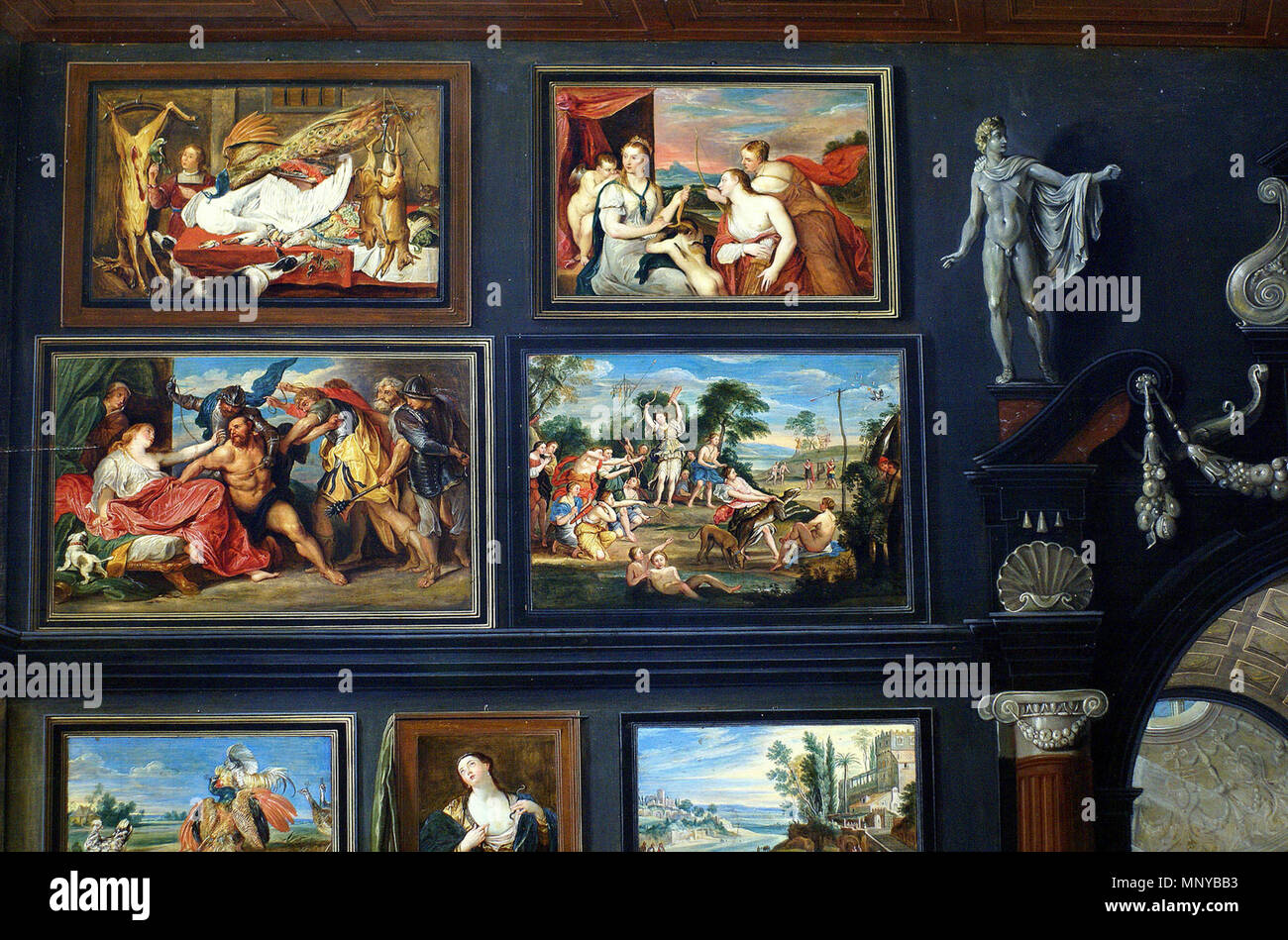 Apelles Malerei Campaspe, Detail ca. 1630. 1261 Willem van Haecht - Apelles Malerei Campaspe - Detail Rückwand Stockfoto