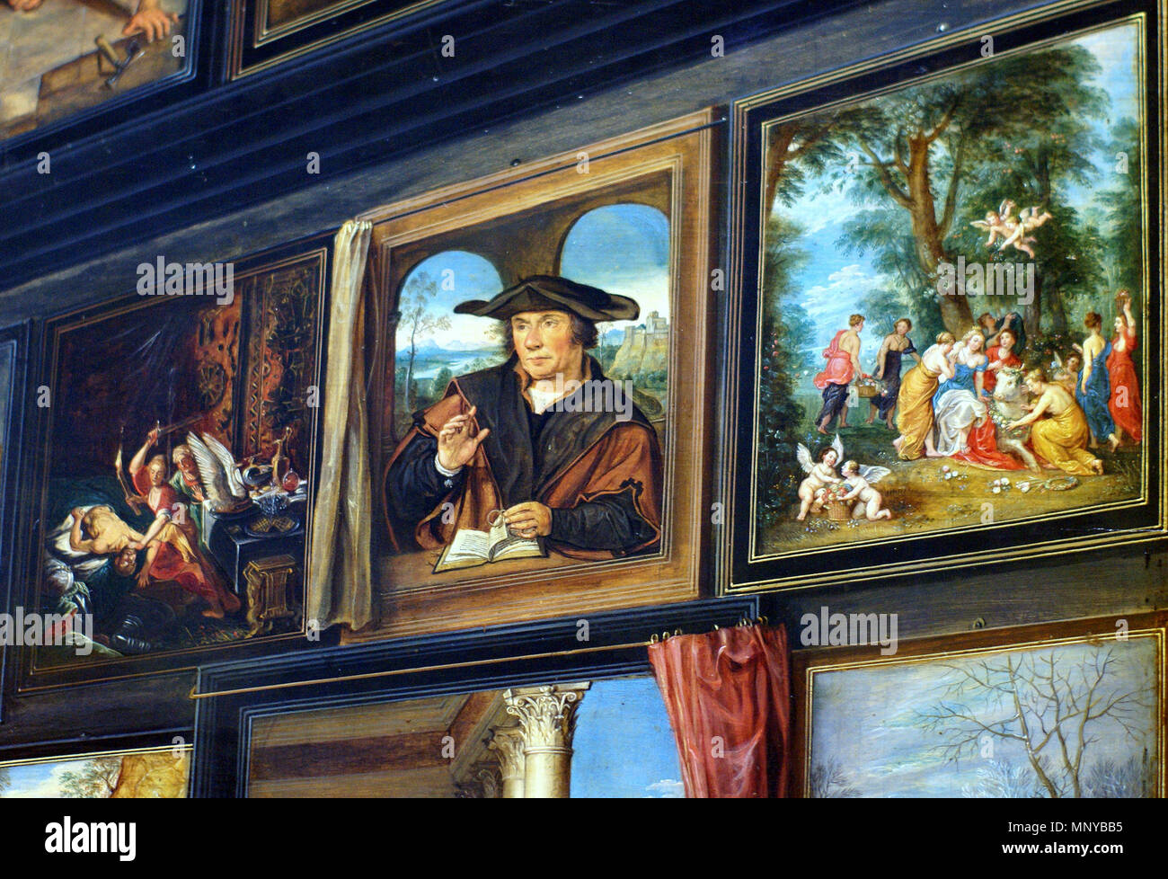 Apelles Malerei Campaspe, Detail ca. 1630. 1261 Willem van Haecht - Apelles Malerei Campaspe - Detail oben rechts Stockfoto