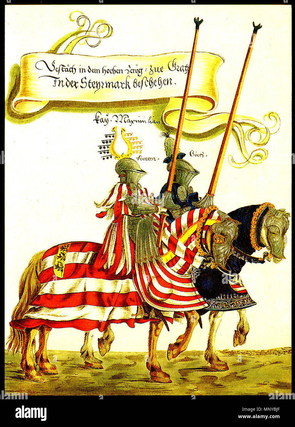 . Hans Burgkmair der Jüngere (C. 1500-1559), Kaiser Maximilian I., von seinem turnierbuch. ca. 1540. Hans Burgkmair der Ältere (1473-1531) Alternative Namen: Hans Burgkmair der Ältere Beschreibung deutscher Maler, Grafiker und Holzschnitzer Datum der Geburt / Tod 1473 1531 Ort der Geburt / Tod Augsburg Augsburg Arbeit Zeitraum zwischen 1490 und 1528 Arbeiten Standort Augsburg Authority control: Q 313163 VIAF: 54420521 ISNI: 0000 0001 1063 4152 ULAN: 500022364 82082454 LCCN: n NLA: 35783757 WorldCat 1209 Turnierbuch (Hans Burgkmair) 13. Stockfoto