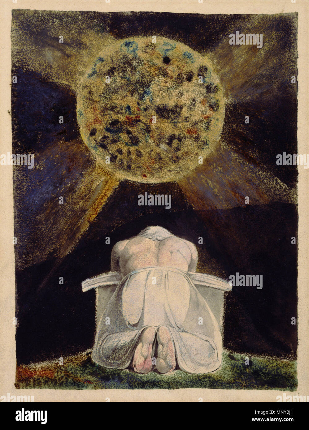 . Englisch: Platte aus dem Song von Los, Kopie B, in der Sammlung der Bibliothek des Kongresses. Blattgröße 32,0 x 24,0 cm. LoC Informationen Bezug: Rosenwald 1808 das Lied von Los. Lambeth, Gedruckt von W. Blake, 1795. 8 S. ; 33 cm. Dies ist ein retuschierte Bild, was bedeutet, dass Sie die Digital aus seiner ursprünglichen Version geändert wurde. Änderungen: Die LoC scan war sehr dunkel, so dass ich es etwas aufgehellt. Es hatte auch eine offensichtliche Scannerfehler, die ich bearbeitet.. . 1795. William Blake (1757 - 1827) Alternative Namen W. Blake; Uil" iam Bleik Beschreibung britische Maler, Dichter, Schriftsteller, die Stockfoto