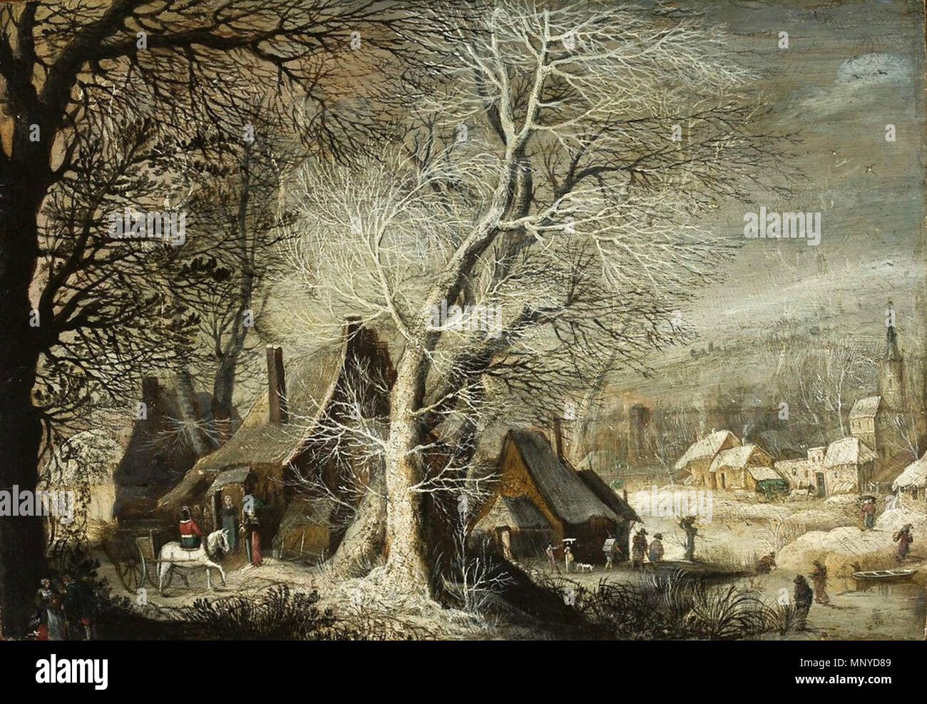 Winterlandschaft im zweiten Quartal des 17. Jahrhunderts. 1270 Leytens Winterlandschaft Stockfoto
