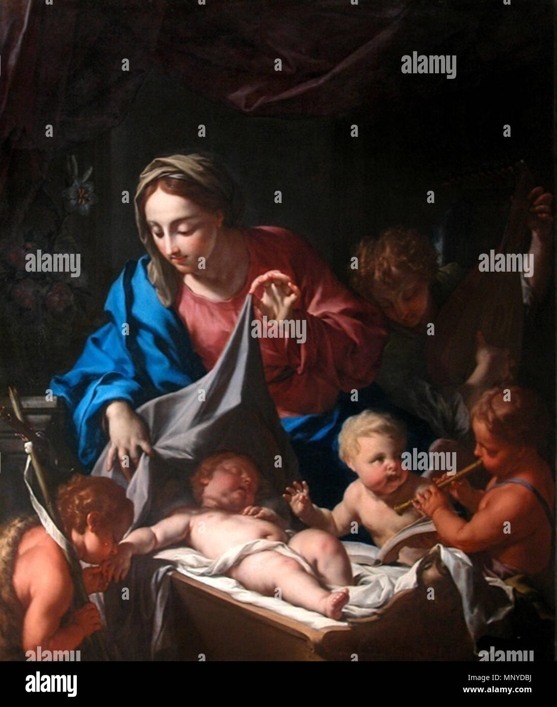 799 Le sommeil de l'enfant Jésus - Francesco Trevisani Stockfoto