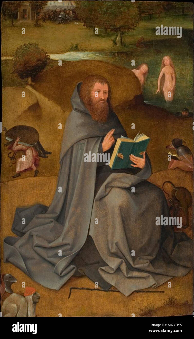 Die Versuchung des Heiligen Antonius. Alternative Titel (s): De bekoring van de H. Antonius.[1] um 1510. 1273 Workshop von Hieronymus Bosch 005 Stockfoto
