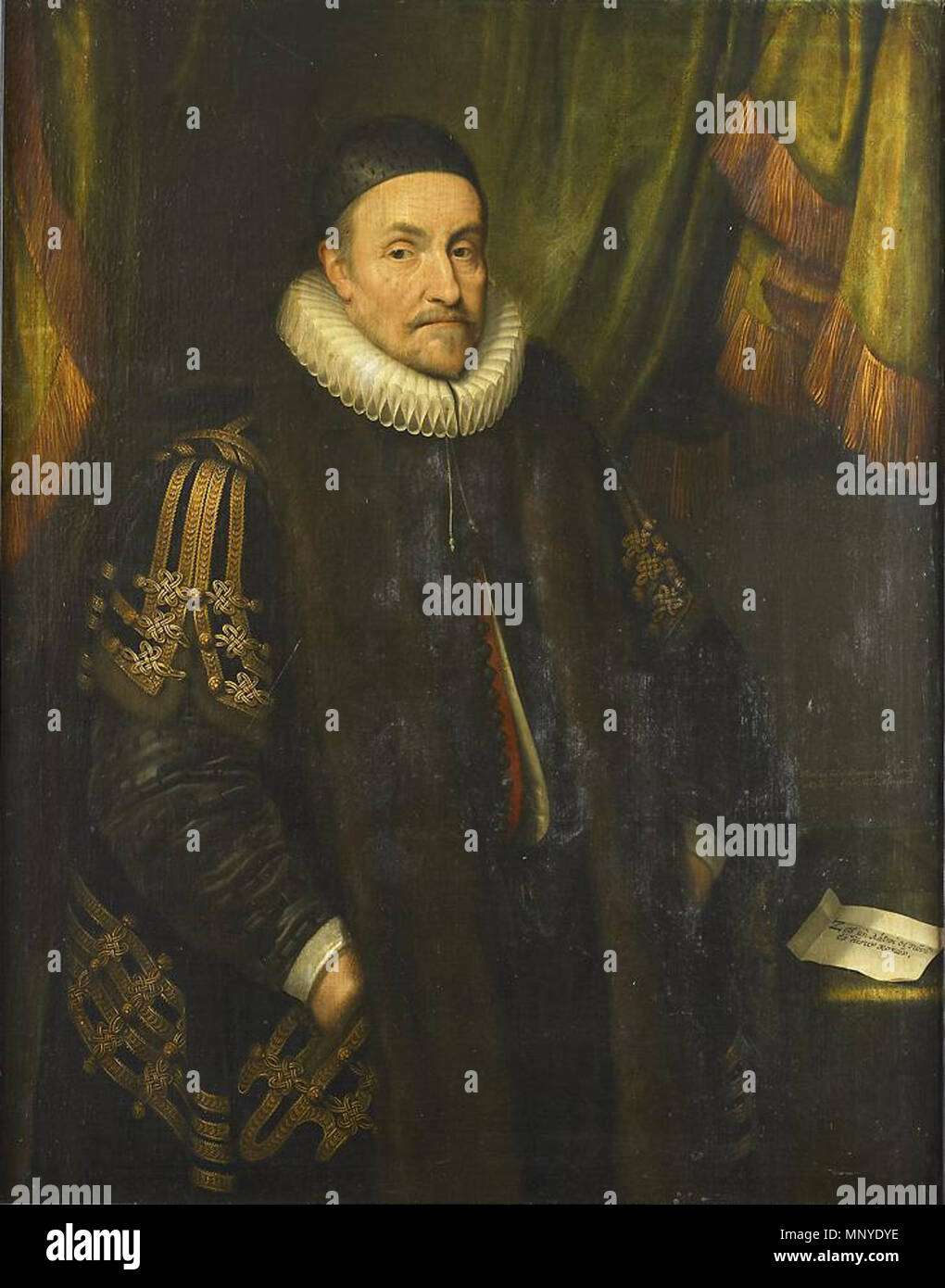 Niederländisch: Portret van Willem I, Prins van Oranje, genaamd Willem de Zwijger [1] Porträt von Wilhelm I., Prinz von Oranien, genannt Wilhelm der Stille [2] ca. 1632. 1273 Workshop von Michiel van Mierevelt005 Jansz. Stockfoto