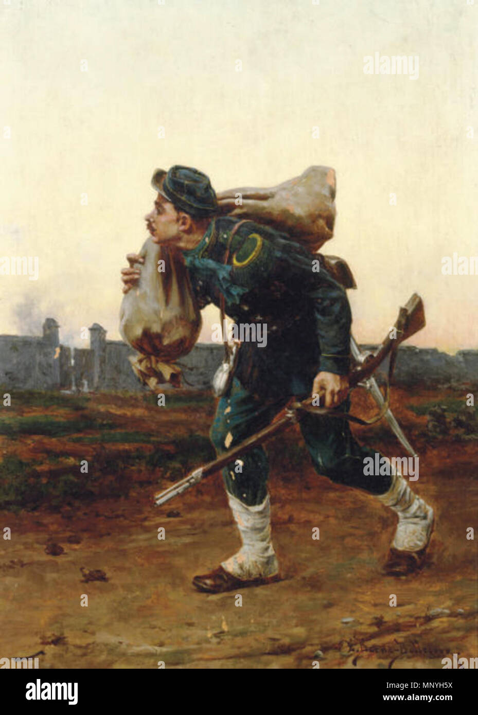 1290 Étienne Prosper Berne-Bellecour - Soldat auf einem Schlachtfeld Stockfoto