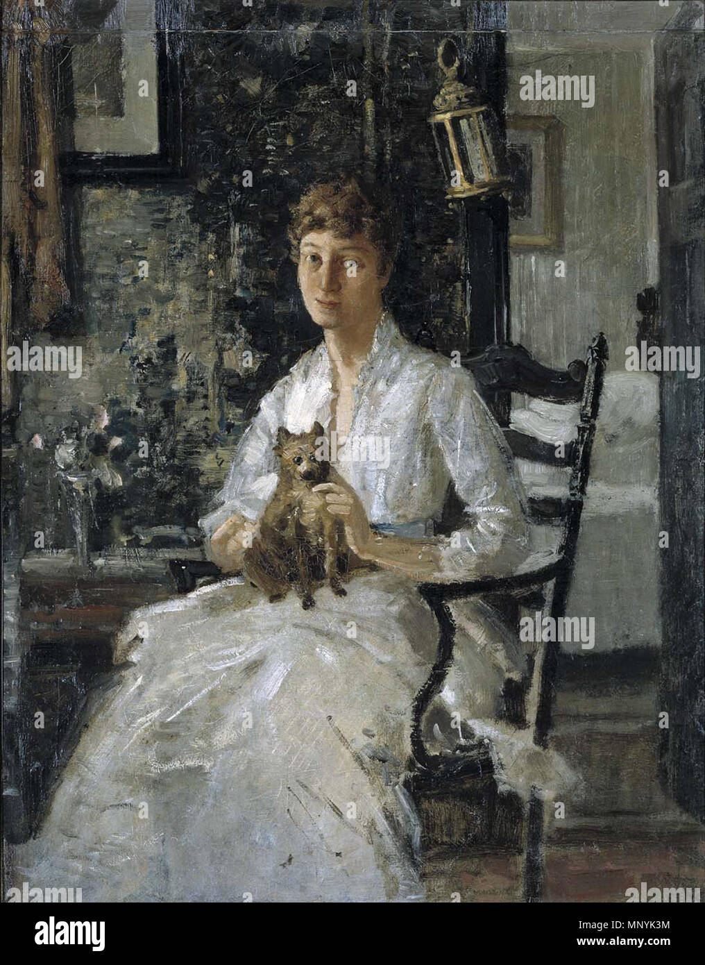 Bildnis einer Dame mit Hund (Anna Baker Wehr) ca. 1890. 1016 Bildnis einer Dame mit Hund (Anna Baker Wehr) 1977.92 1a Stockfoto