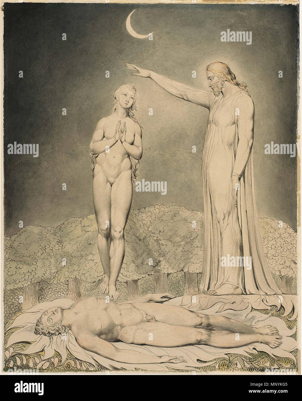 . Watercolor Illustration zu Milton's Paradise Lost von William Blake. 1808. Kunst von William Blake 960 ParadiseLButts 8. Stockfoto