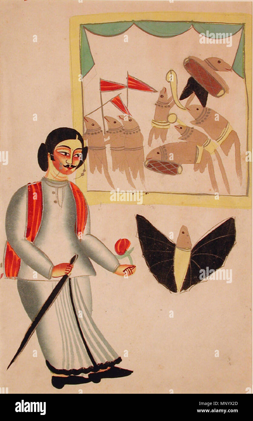 . Englisch: Serie Titel: Kalighat Album Suite Name: Kalighat Album Erstellungsdatum: Ca. 1880 Display Abmessungen: 17 cm x 10 13/16-in. (43,5 cm x 27,5 cm) Kreditlinie: Edwin Binney 3 Sammlung Beitritt Artikelnummer: 1990.1446 Sammlung: <a href='Http://www.sdmart.org/art/our-collection/asian-art' rel='nofollow'> Die San Diego Museum der Kunst</a>. 24 April 2003, 15:38:00. Englisch: thesandiegomuseumofartcollection 1182 der Verderber einer bengalischen Sprichwort der abwesenden Eigentümer und Ratten (6125147604) Stockfoto