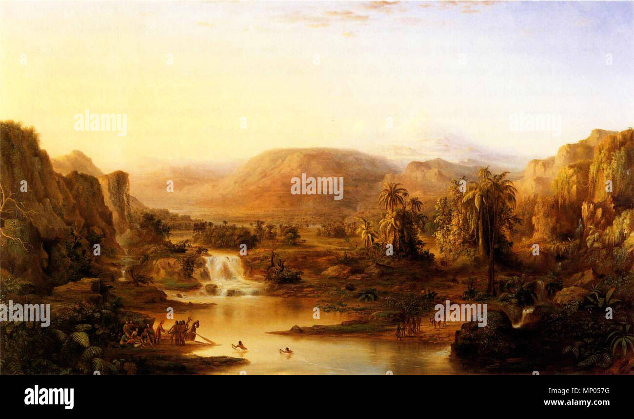 Land der Lotus Eaters. Englisch: Abmessungen und Material der Malerei: Öl auf Leinwand, 52-3/4 x 88-5/8-in. 1861. 1067 Robert Duncanson - Land der Lotos Eaters Stockfoto