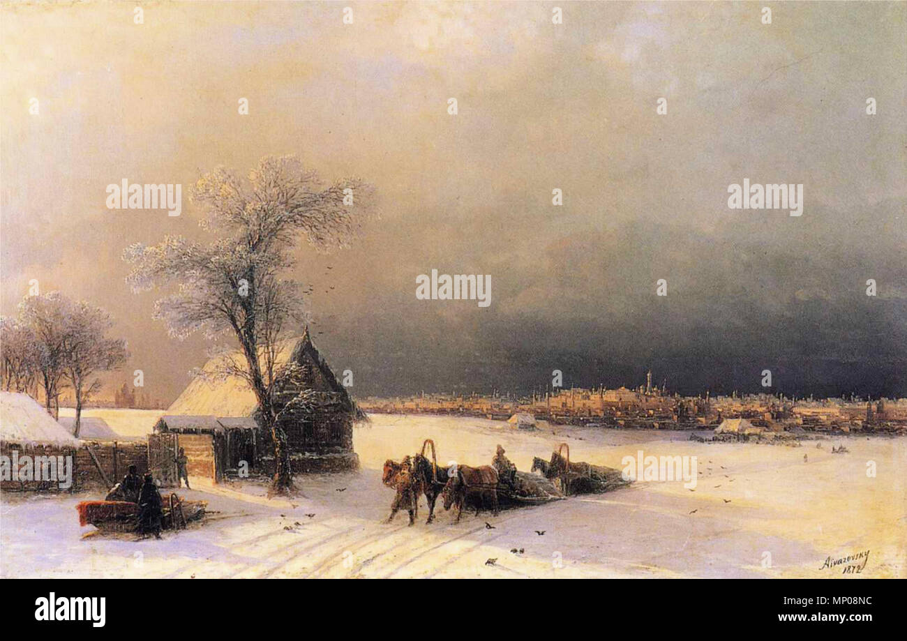 . Englisch: Material und Abmessungen: Öl auf Leinwand, 46 x 72 cm. 1872. 678 Ivan Constantinovich Constable - Moskau im Winter vom Sparrow Hügeln Stockfoto