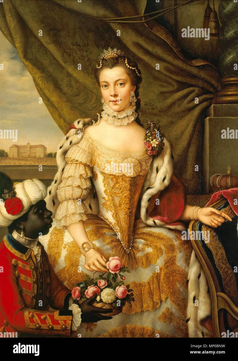 Königin Charlotte (1744-1818) als Prinzessin Sophie Charlotte von Mecklenburg-Strelitz. Englisch: Portrait von Königin Charlotte (1744-1818) als Prinzessin Sophie Charlotte von Mecklenburg-Strelitz (1744-1818). ca. 1761. 725 Johann Georg Ziesenis - Queen Charlotte als Prinzessin, Royal Collection Stockfoto