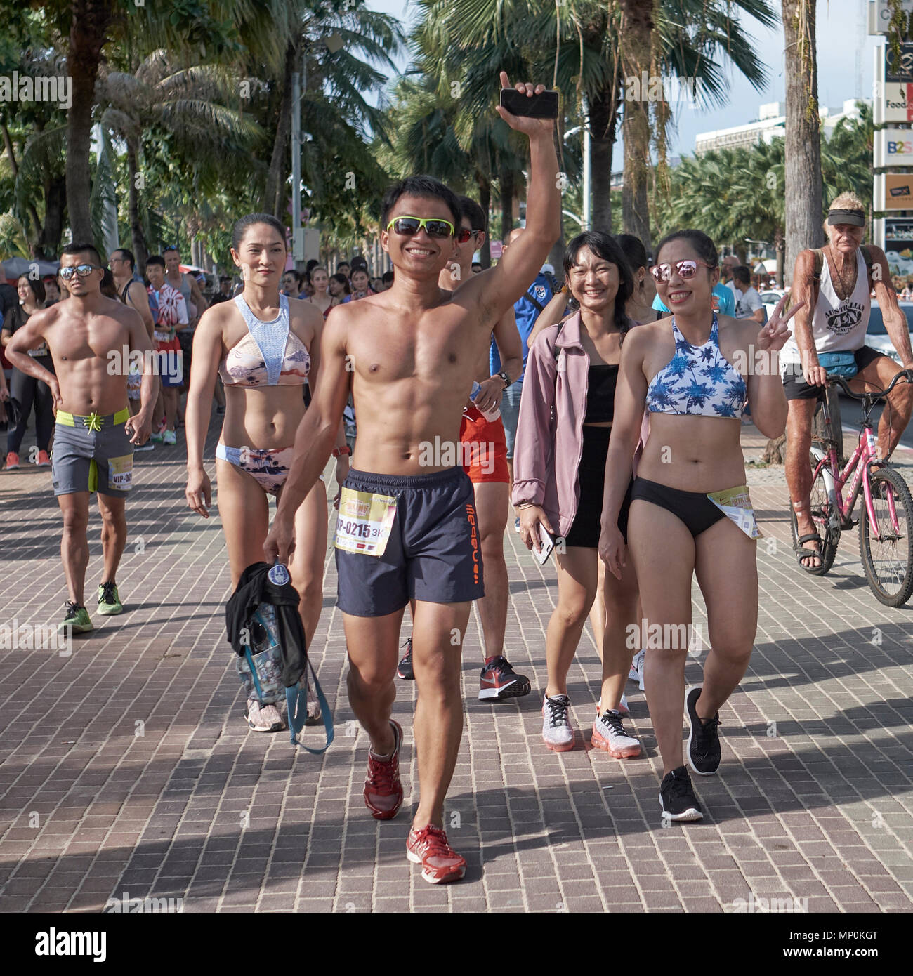 Fun Run und bunte Konkurrenten, Pattaya, Thailand, 2018 Stockfoto