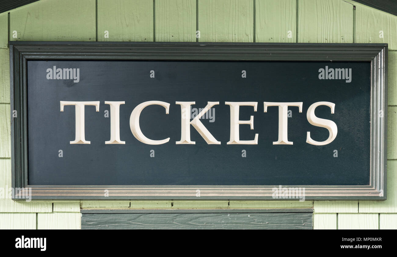 Tickets Zeichen in einem Vergnügungspark Stockfoto