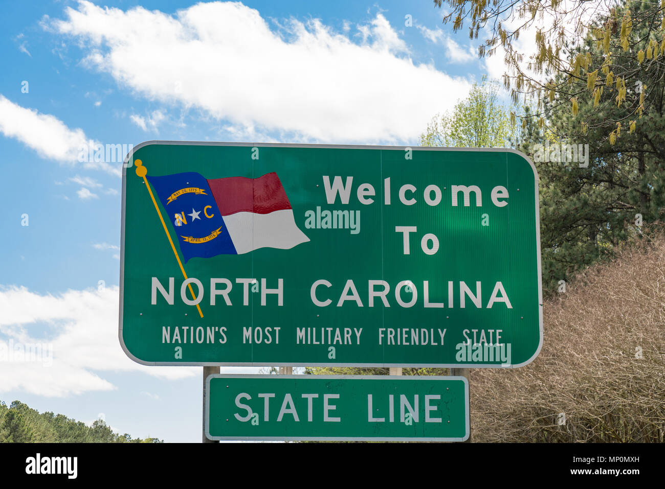 Nach North Carolina Zeichen entlang der Autobahn Willkommen Stockfoto