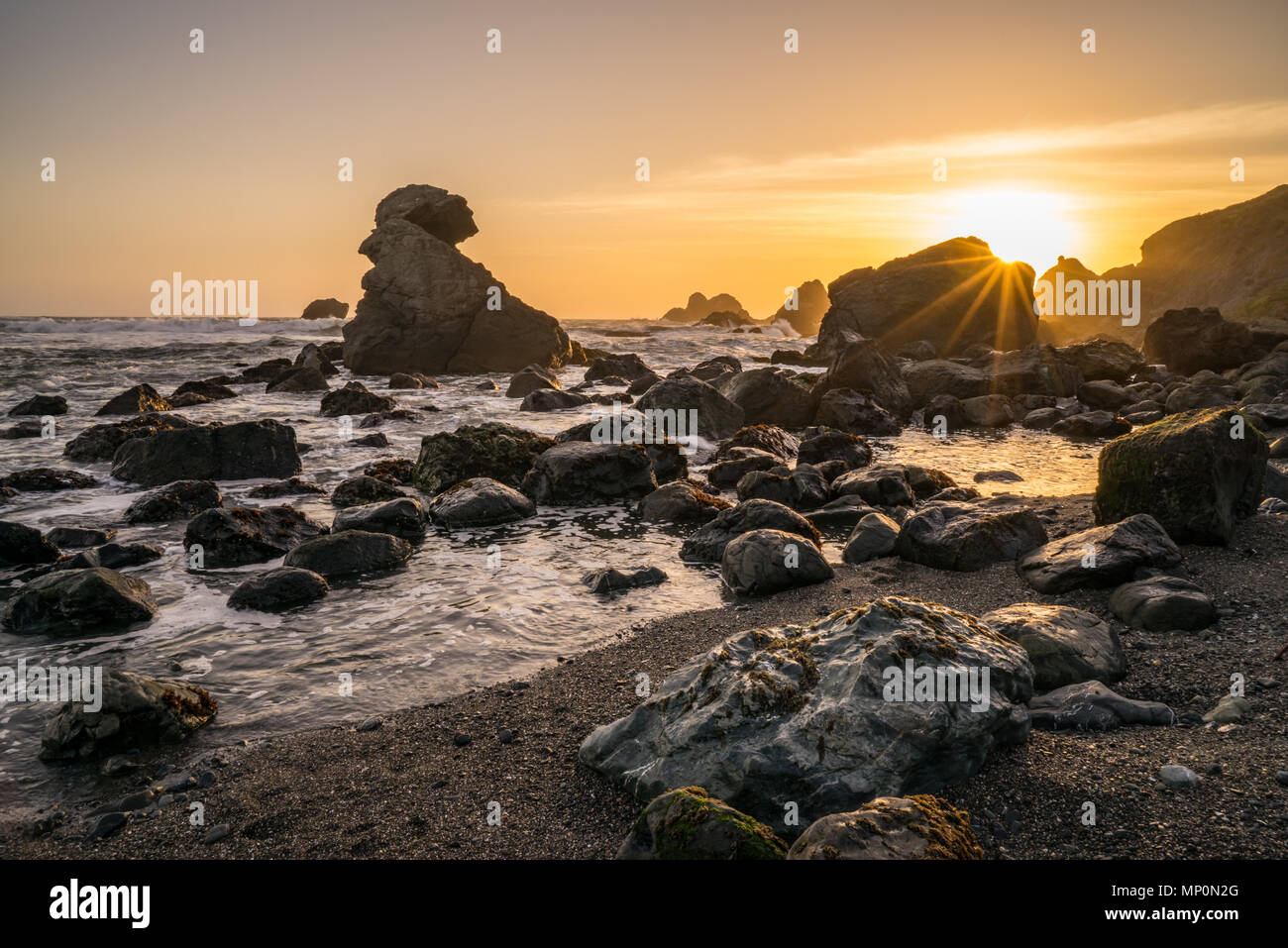 Sonnenuntergang an der nördlichen Küste von Kalifornien Stockfoto