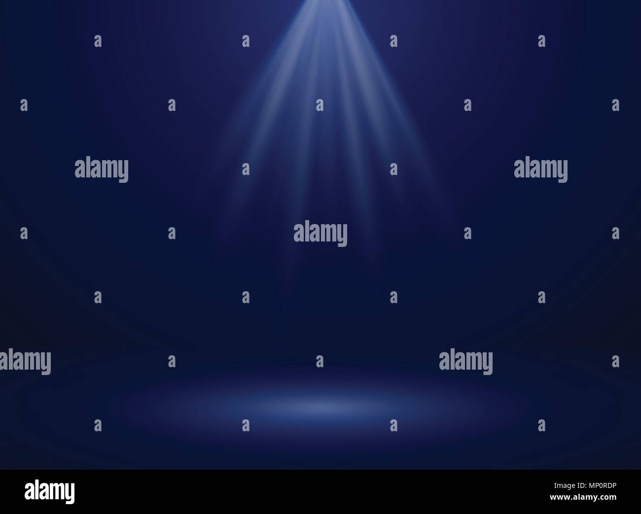 Zusammenfassung von Spotlight Präsentation auf dunkelblauem Hintergrund Farbverlauf, Illustration Vector EPS 10. Stock Vektor