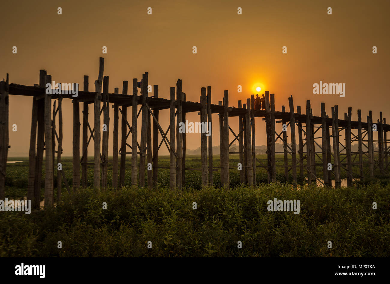 U-Bein Brücke in Mandalay Burma Stockfoto