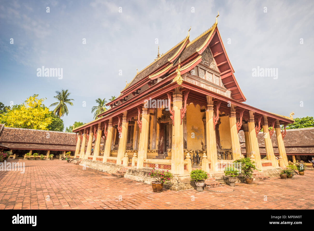 Fassade des Sisaket Tempel in Vientiane in Laos. Stockfoto