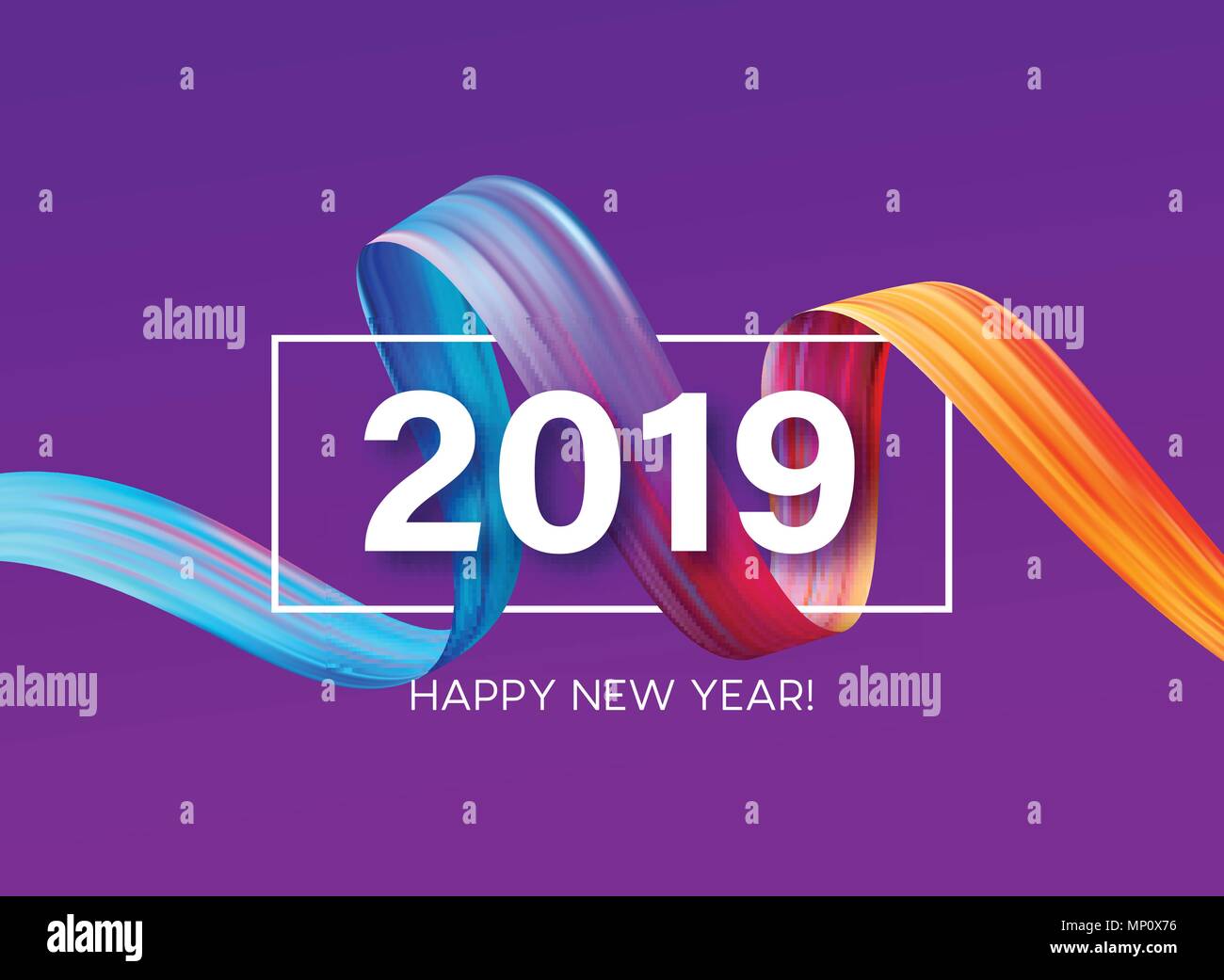 2019 Neues Jahr von einem bunten Pinselstrich Öl- oder Acrylfarbe design Element. Vector Illustration Stock Vektor